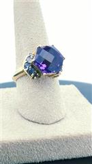 Amethyst Lady's Stone Ring 14K Yellow Gold 5g Size:6